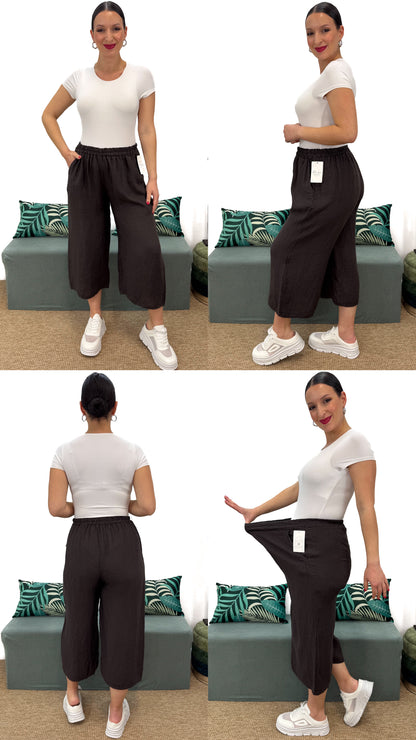 PANTALONE A 3/4 IN LINO