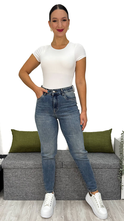 JEANS MOM-FIT EFFETTO VINTAGE