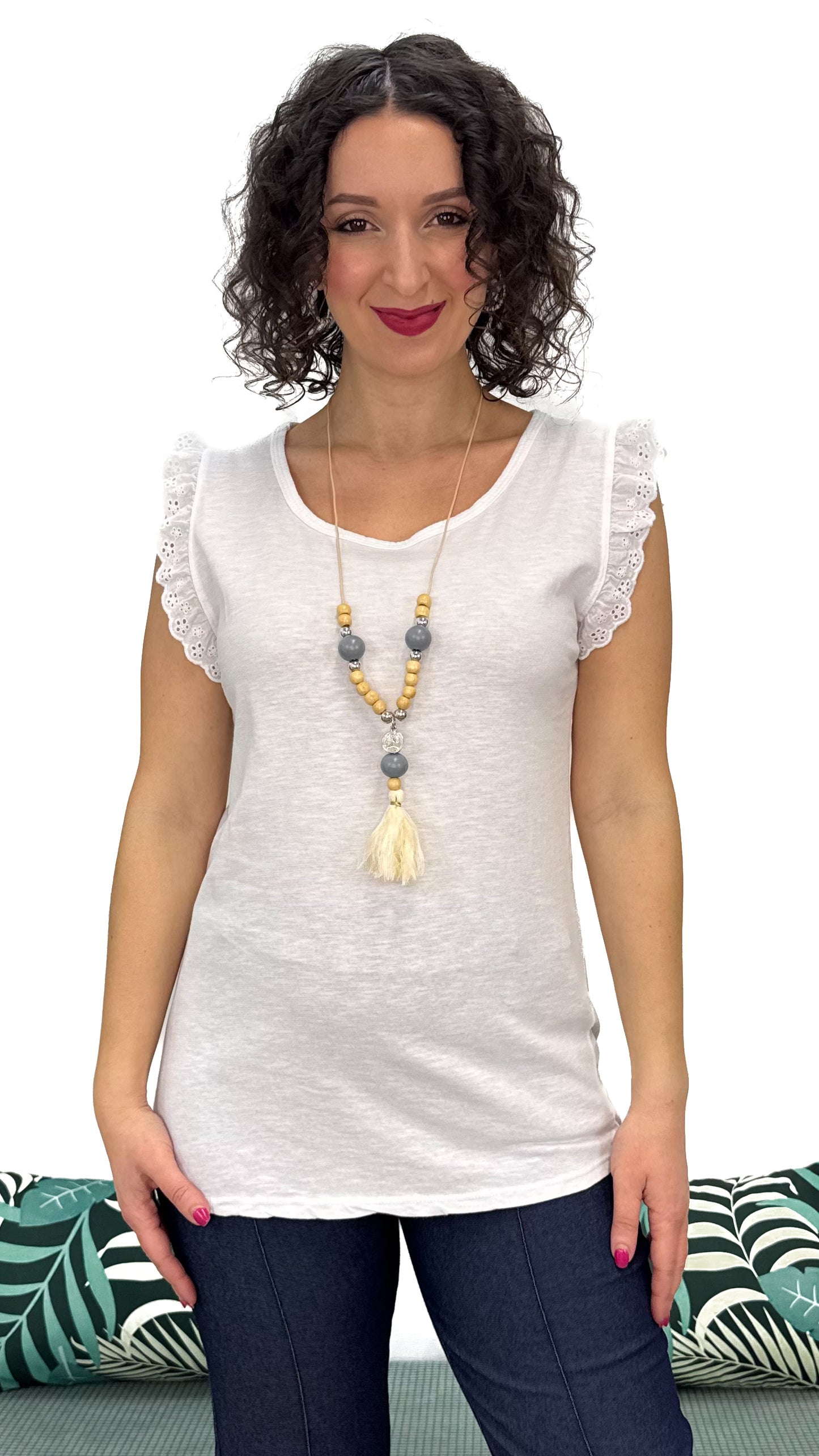 T-SHIRT CON MANICA PIZZO SANGALLO