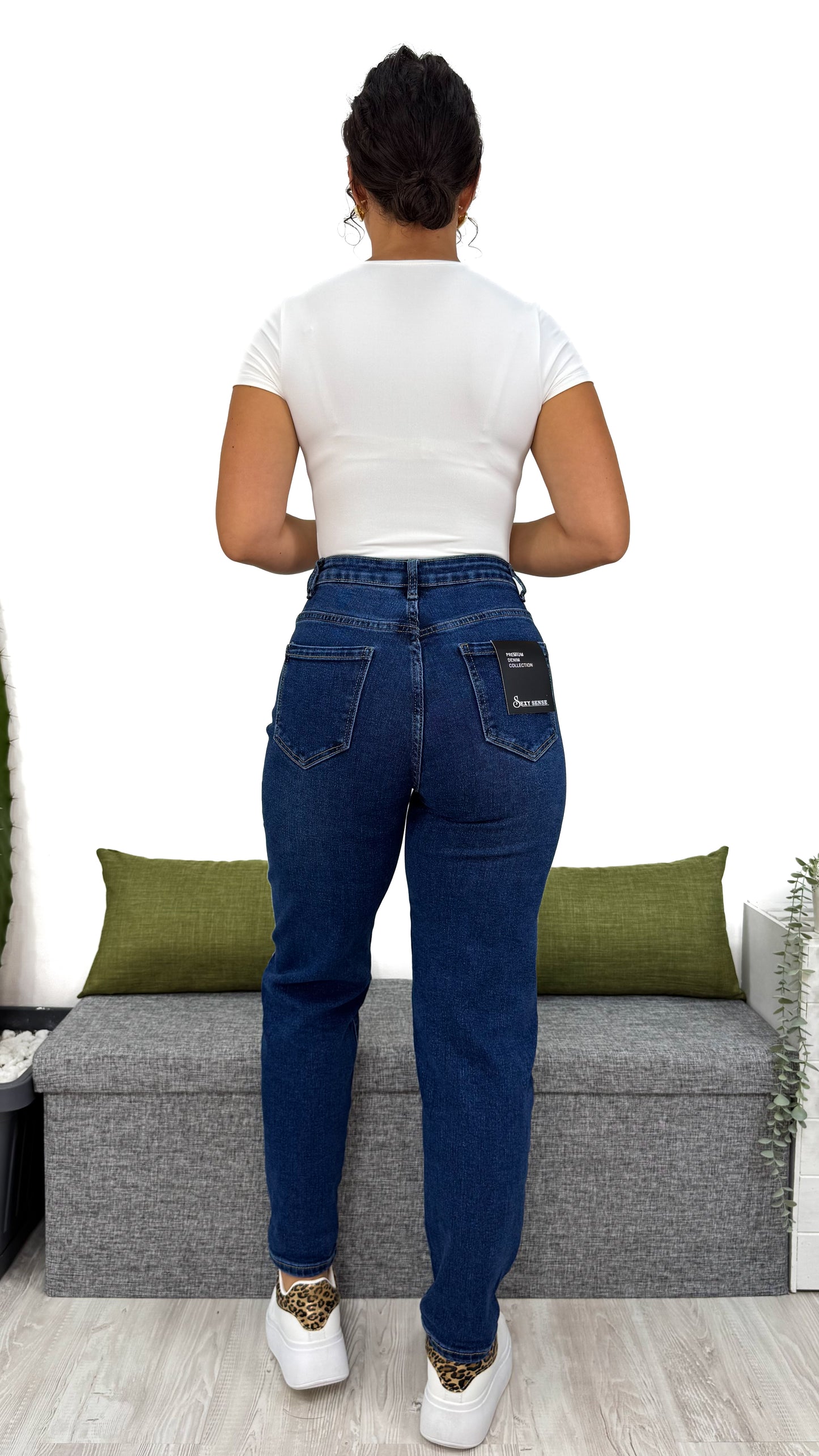 JEANS MOM-FIT BLU UNIFORME