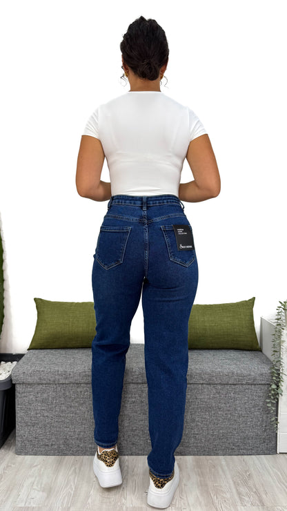 JEANS MOM-FIT BLU UNIFORME