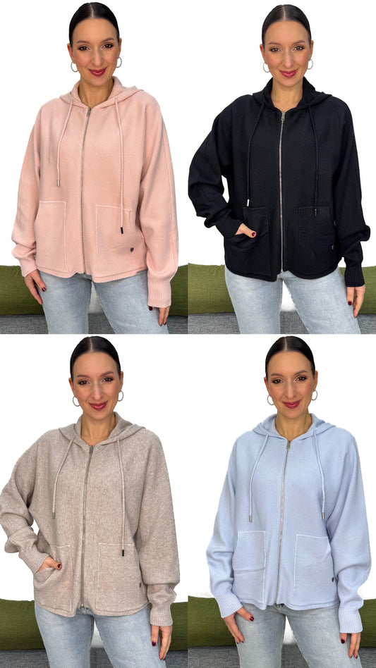 CARDIGAN CON ZIP IN MAGLIA