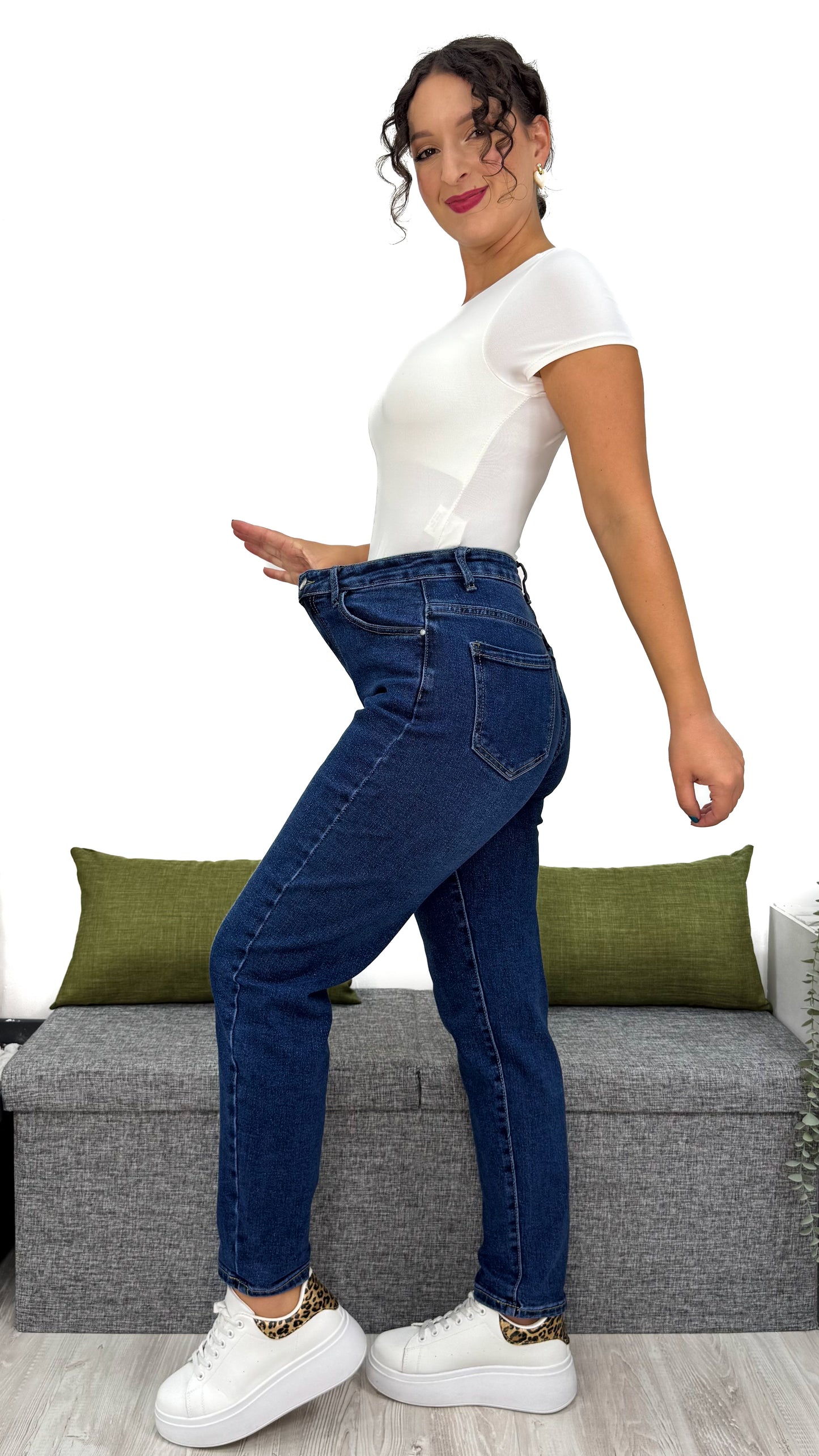 JEANS MOM-FIT BLU UNIFORME
