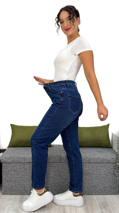 JEANS MOM-FIT BLU UNIFORME