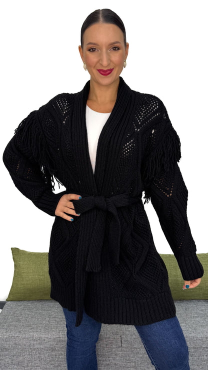 CARDIGAN ROMBI E FRANGE