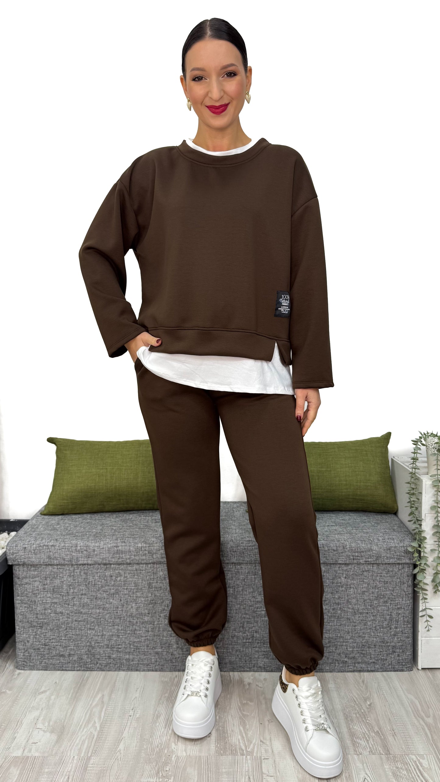 TUTA FELPATA CON BORDINO