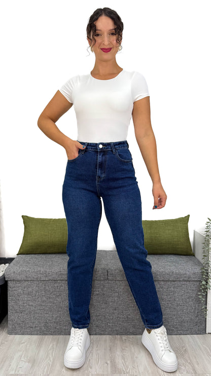 JEANS MOM-FIT BLU UNIFORME
