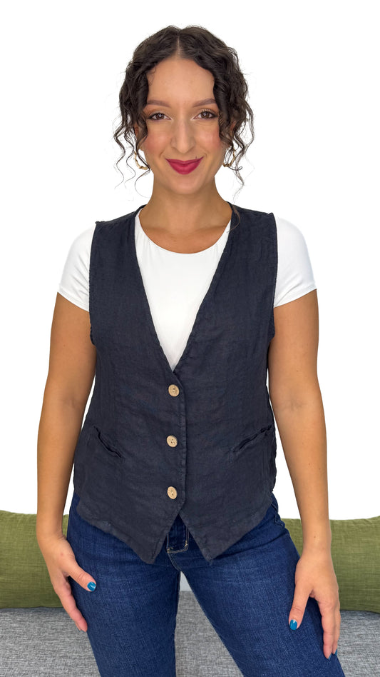 GILET 100% LINO