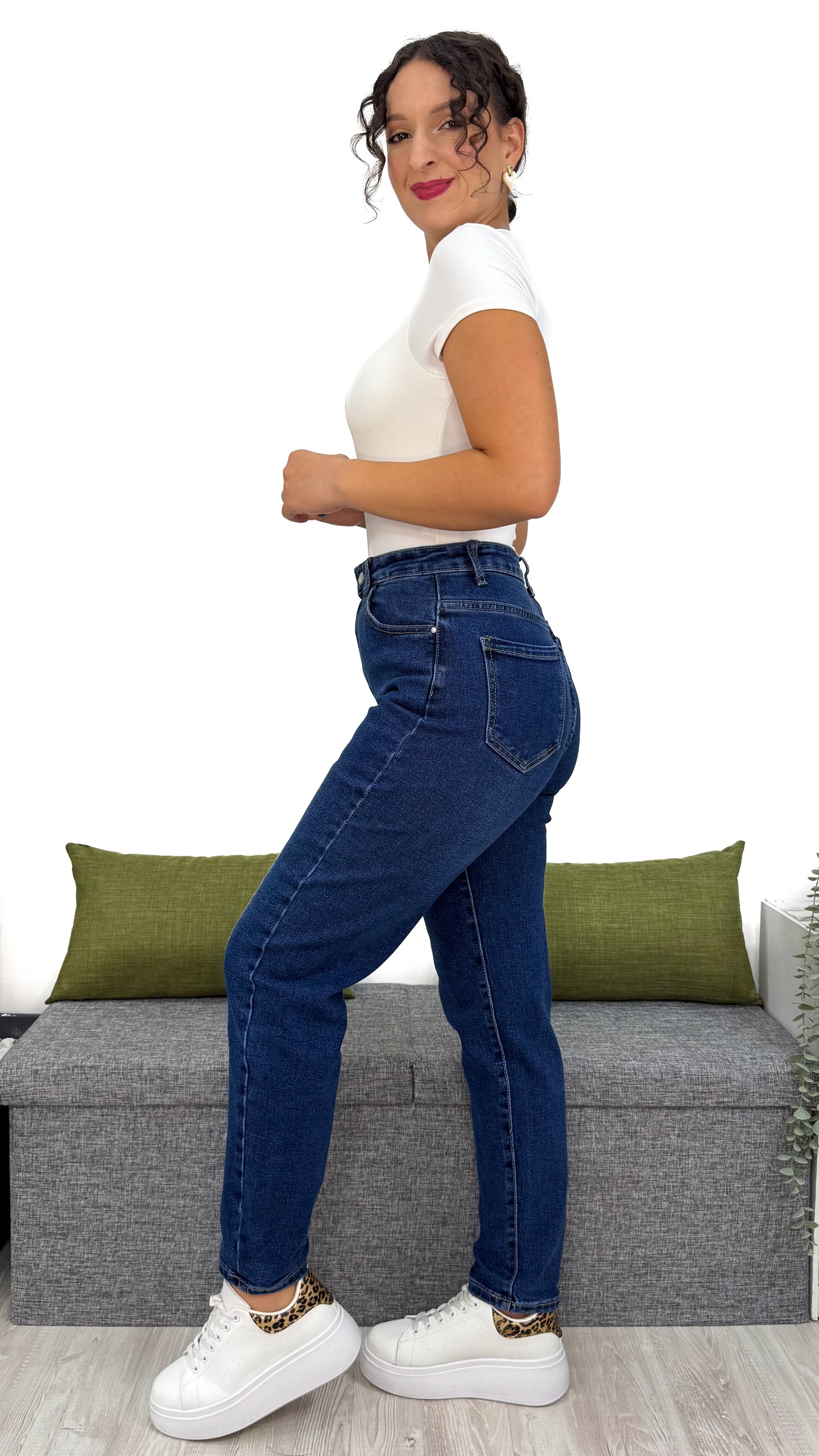 JEANS MOM-FIT BLU UNIFORME