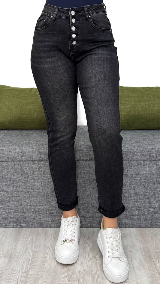 JEANS MOM-FIT GIOIELLO NERO