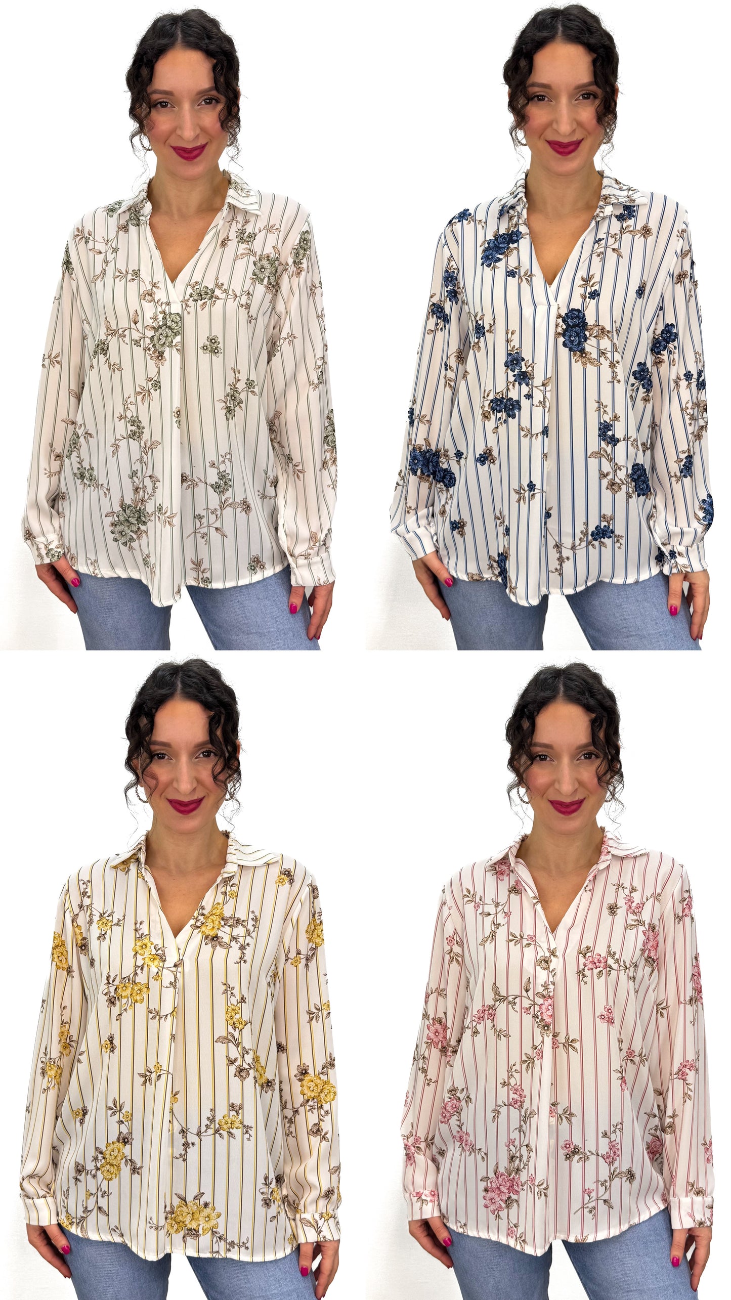 BLUSA RIGHE E FIORI