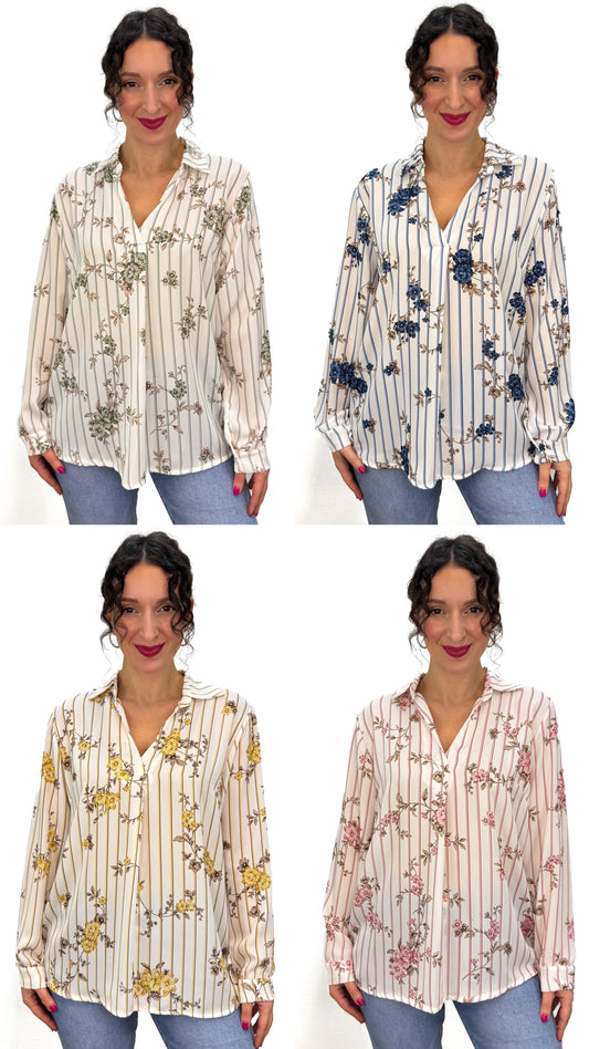 BLUSA RIGHE E FIORI