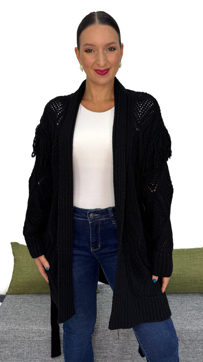 CARDIGAN ROMBI E FRANGE