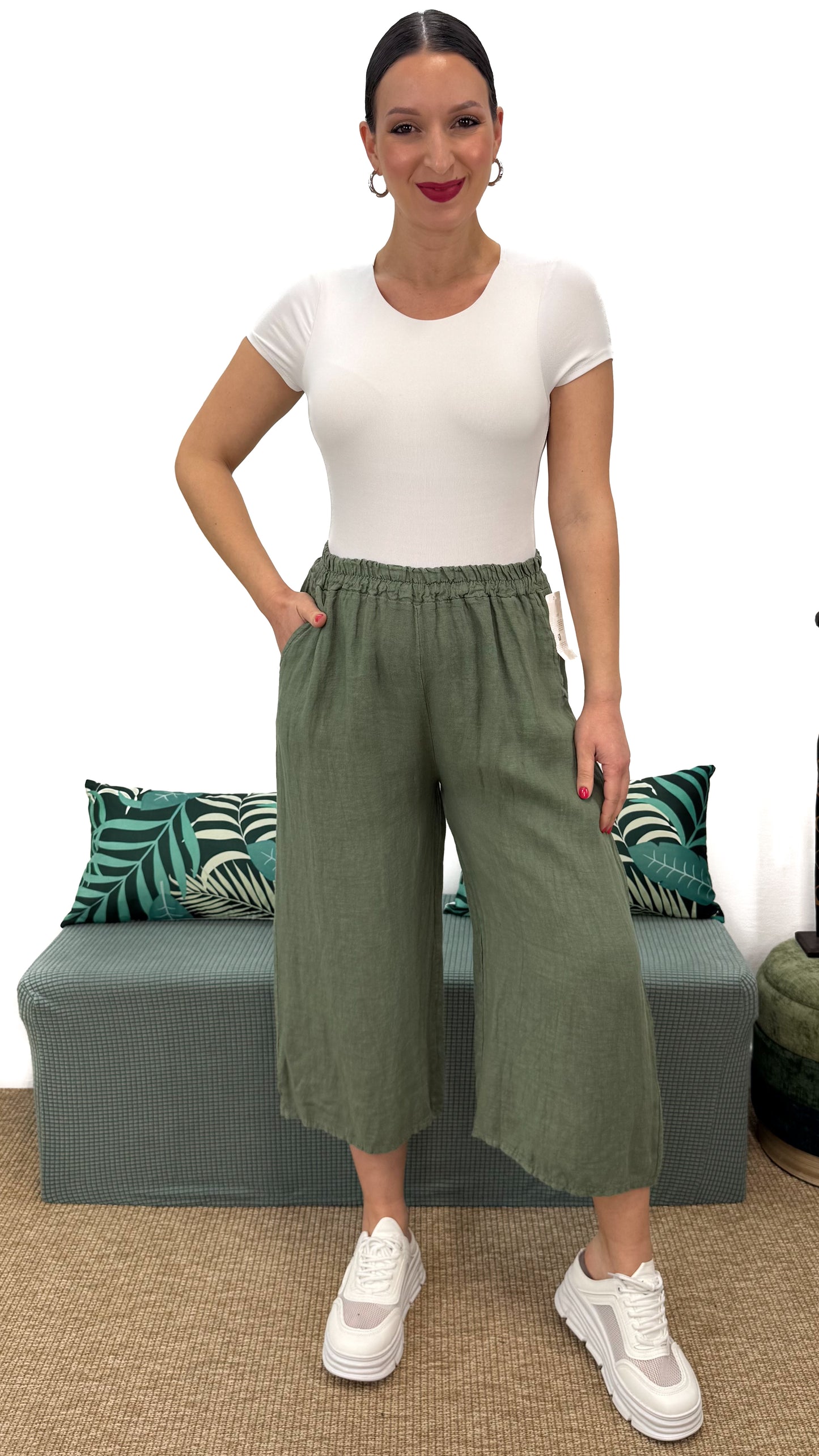 PANTALONE A 3/4 IN LINO