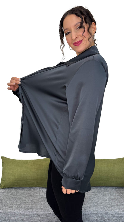 MAXI CAMICIA EFFETTO SETA