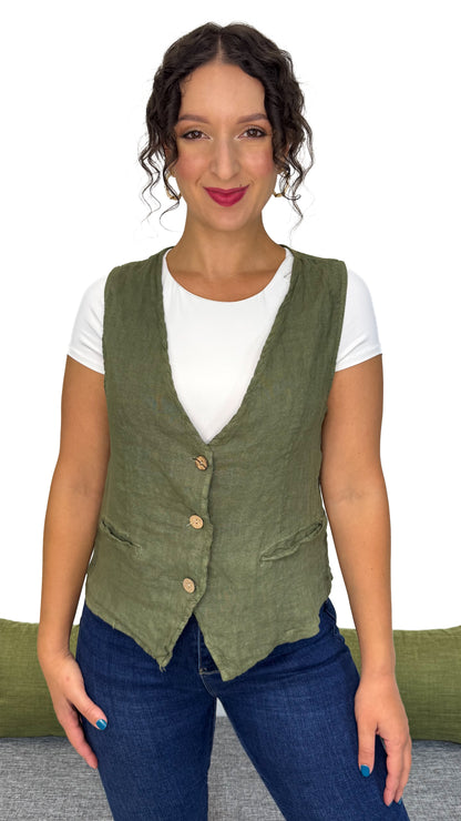 GILET 100% LINO