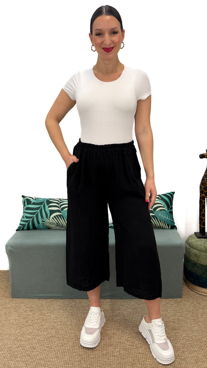 PANTALONE A 3/4 IN LINO