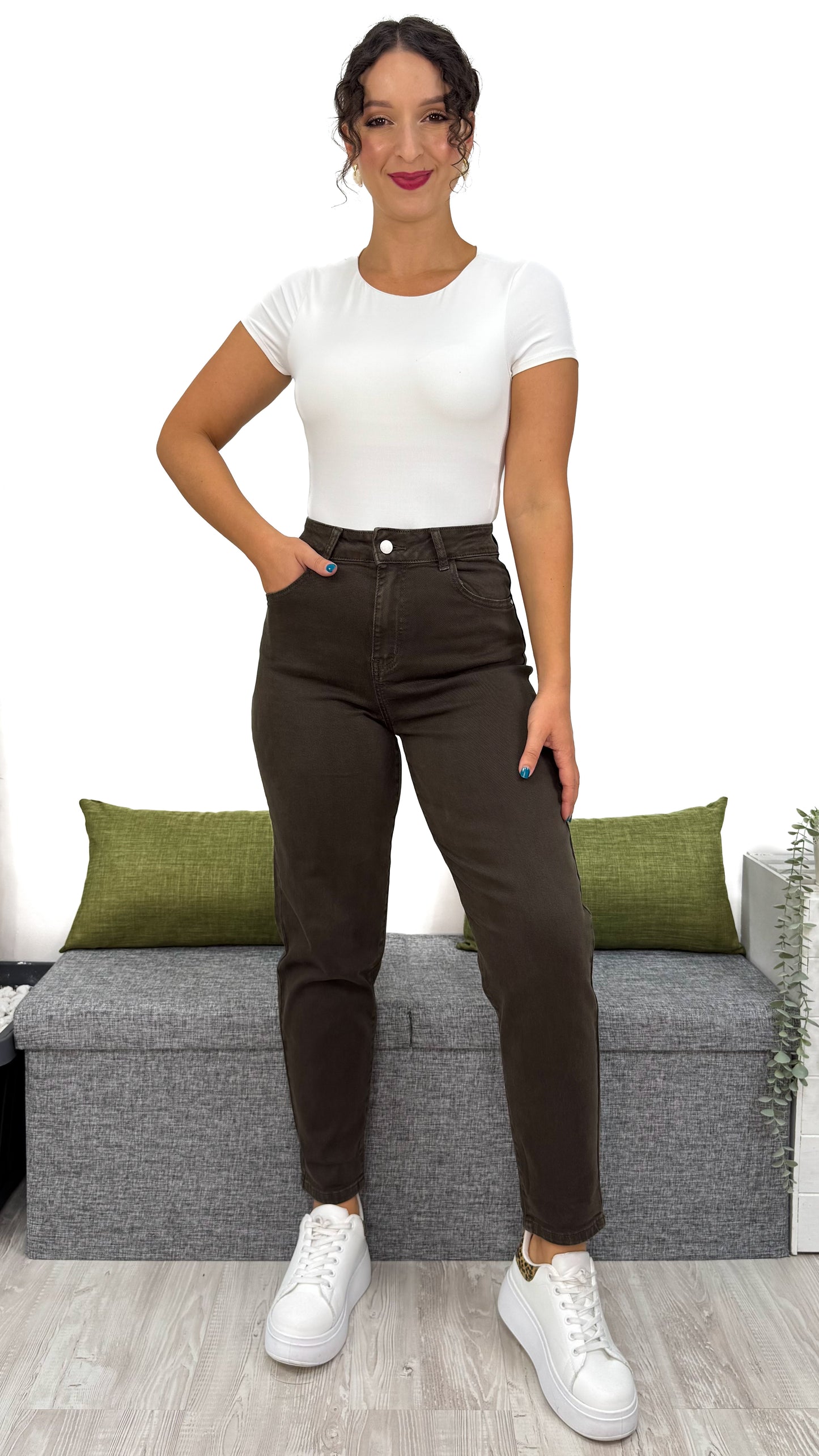 JEANS MOM-FIT CIOCCOLATO