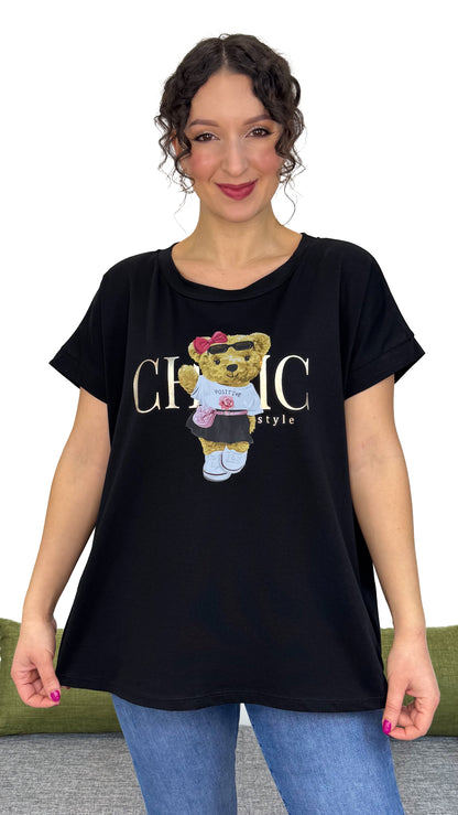 T-SHIRT TEDDY CHIC NERA linea morbida