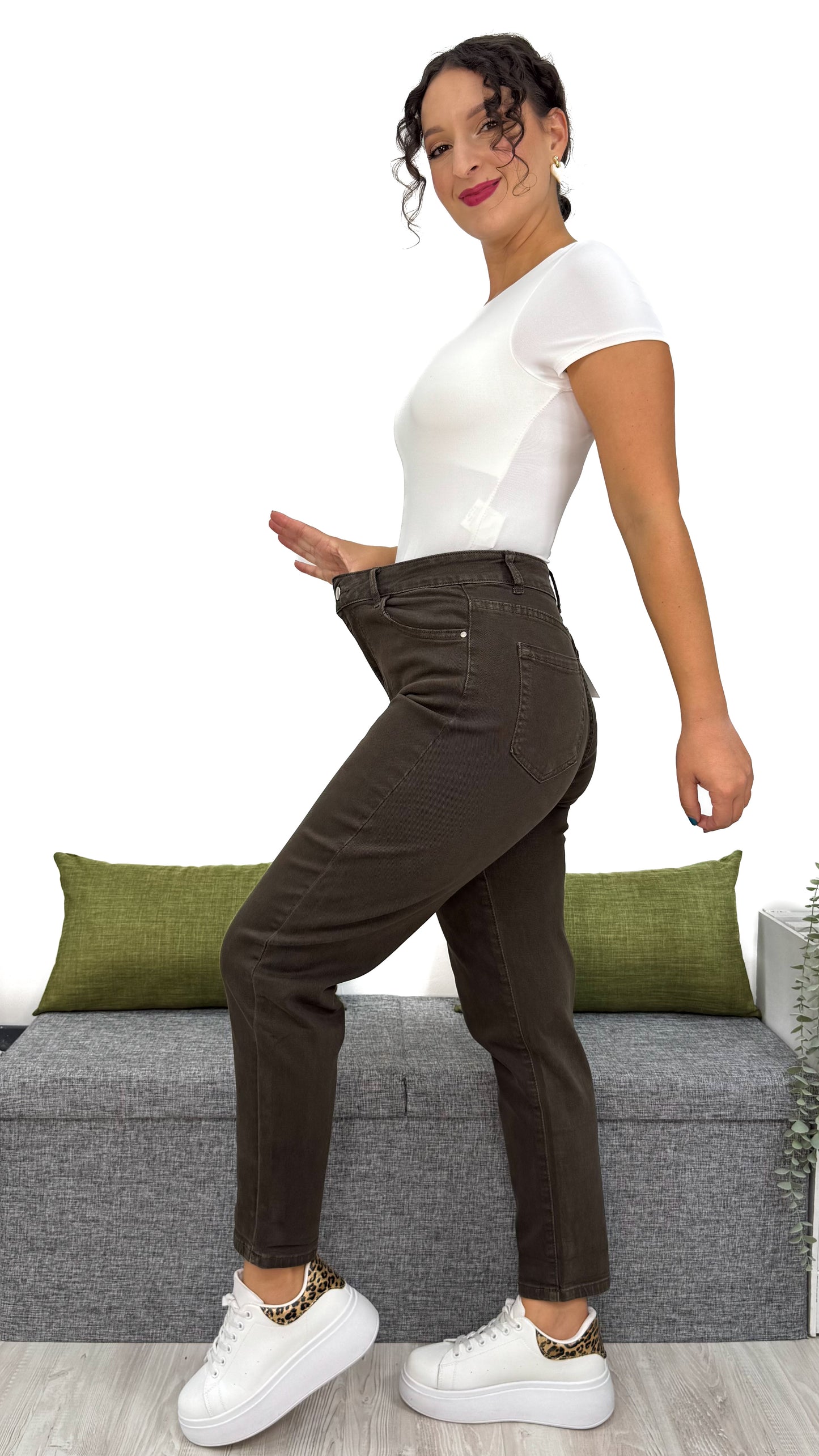 JEANS MOM-FIT CIOCCOLATO