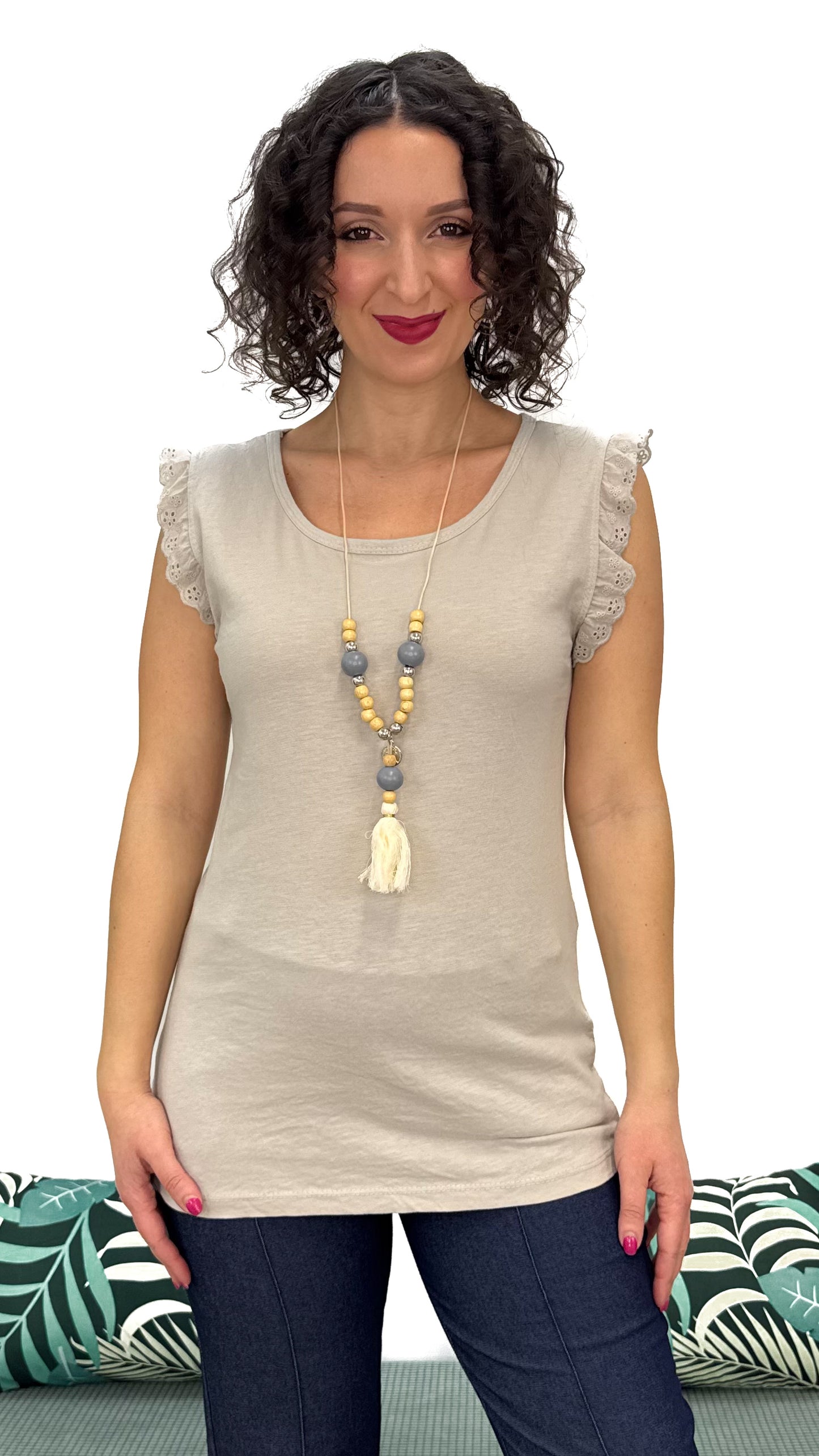 T-SHIRT CON MANICA PIZZO SANGALLO