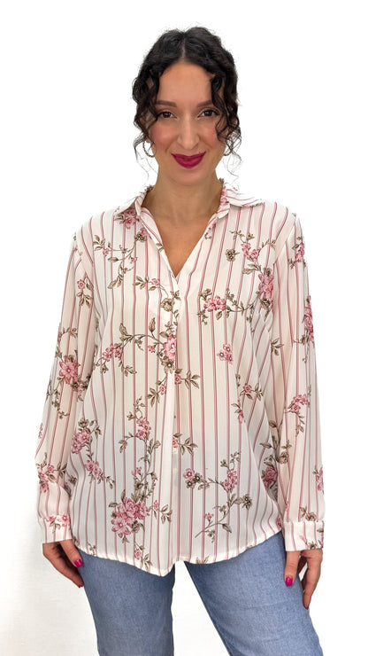 BLUSA RIGHE E FIORI