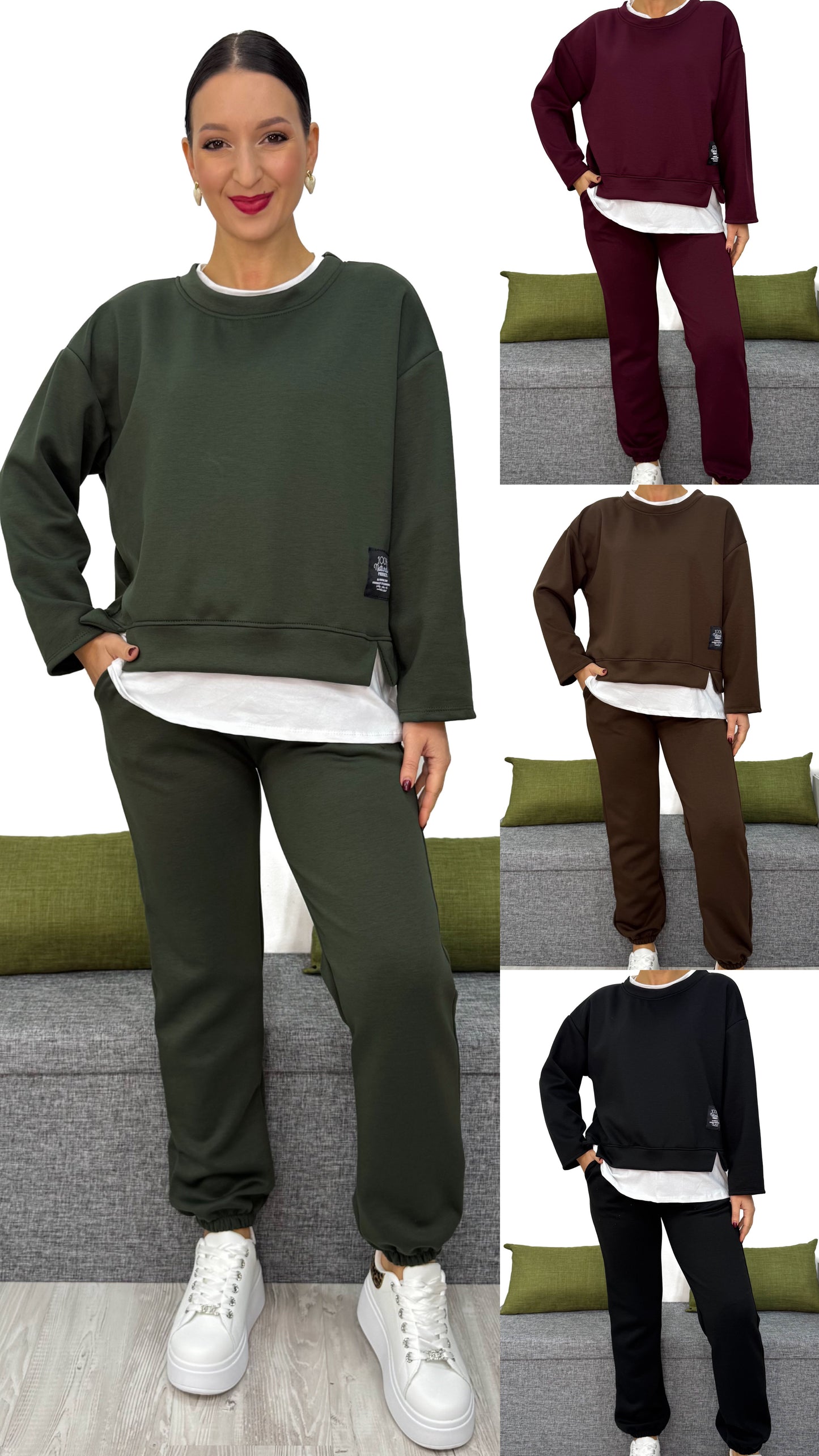 TUTA FELPATA CON BORDINO