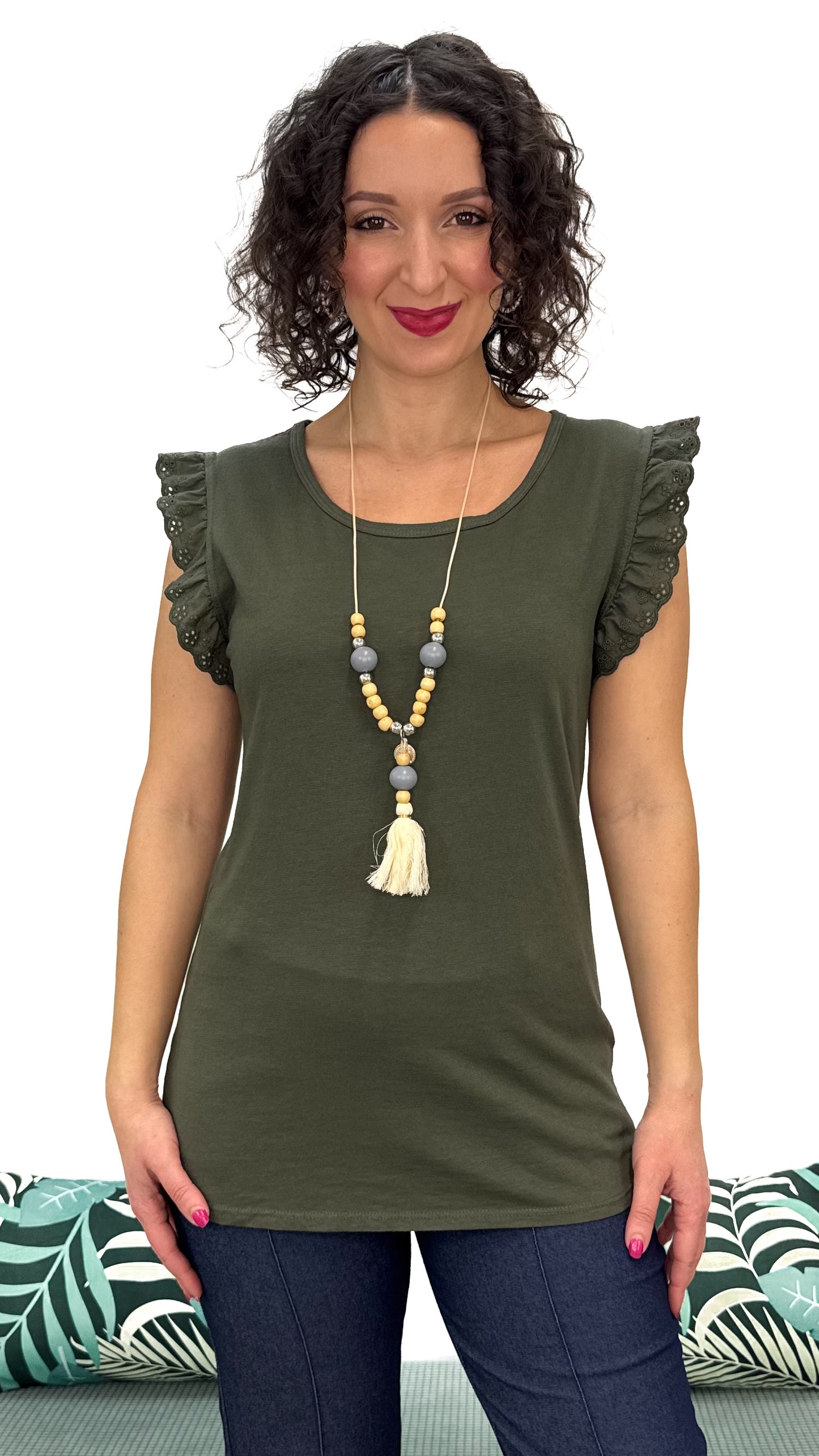 T-SHIRT CON MANICA PIZZO SANGALLO