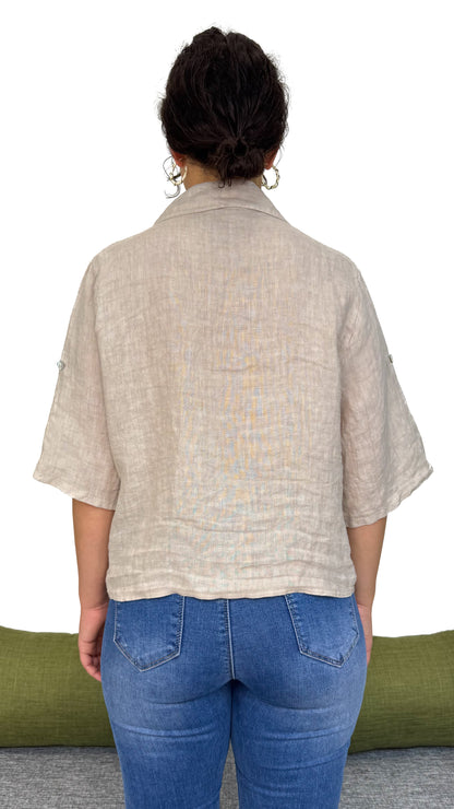 Camicia con nodino 100% Lino