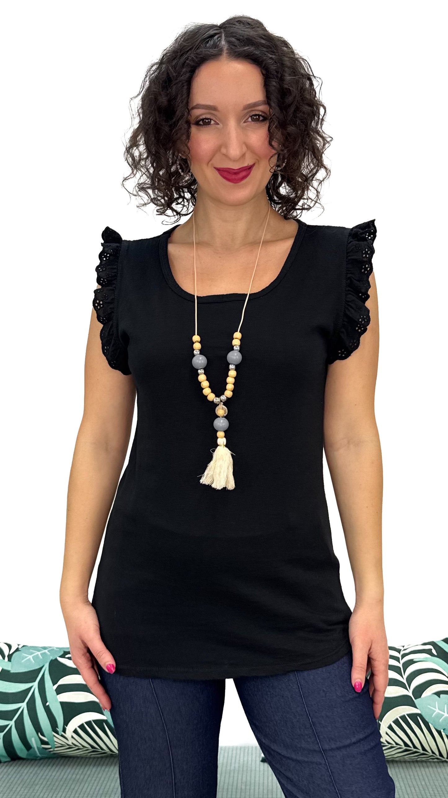 T-SHIRT CON MANICA PIZZO SANGALLO