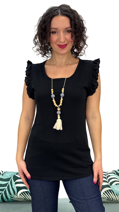 T-SHIRT CON MANICA PIZZO SANGALLO