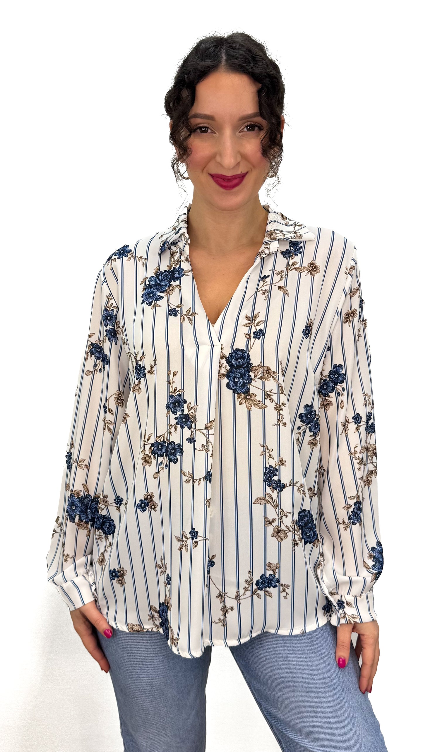 BLUSA RIGHE E FIORI
