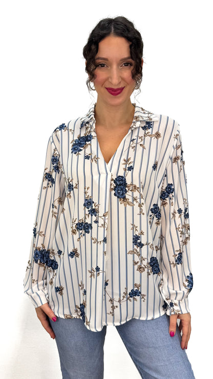 BLUSA RIGHE E FIORI