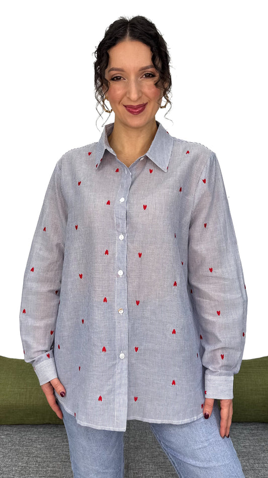 CAMICIA CUORI SULLE RIGHE