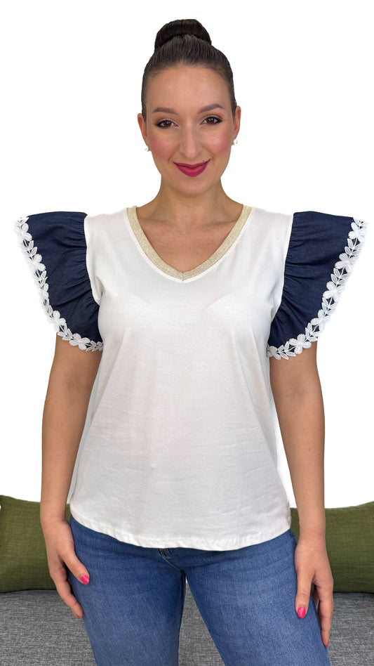 T-SHIRT VOLANT DENIM