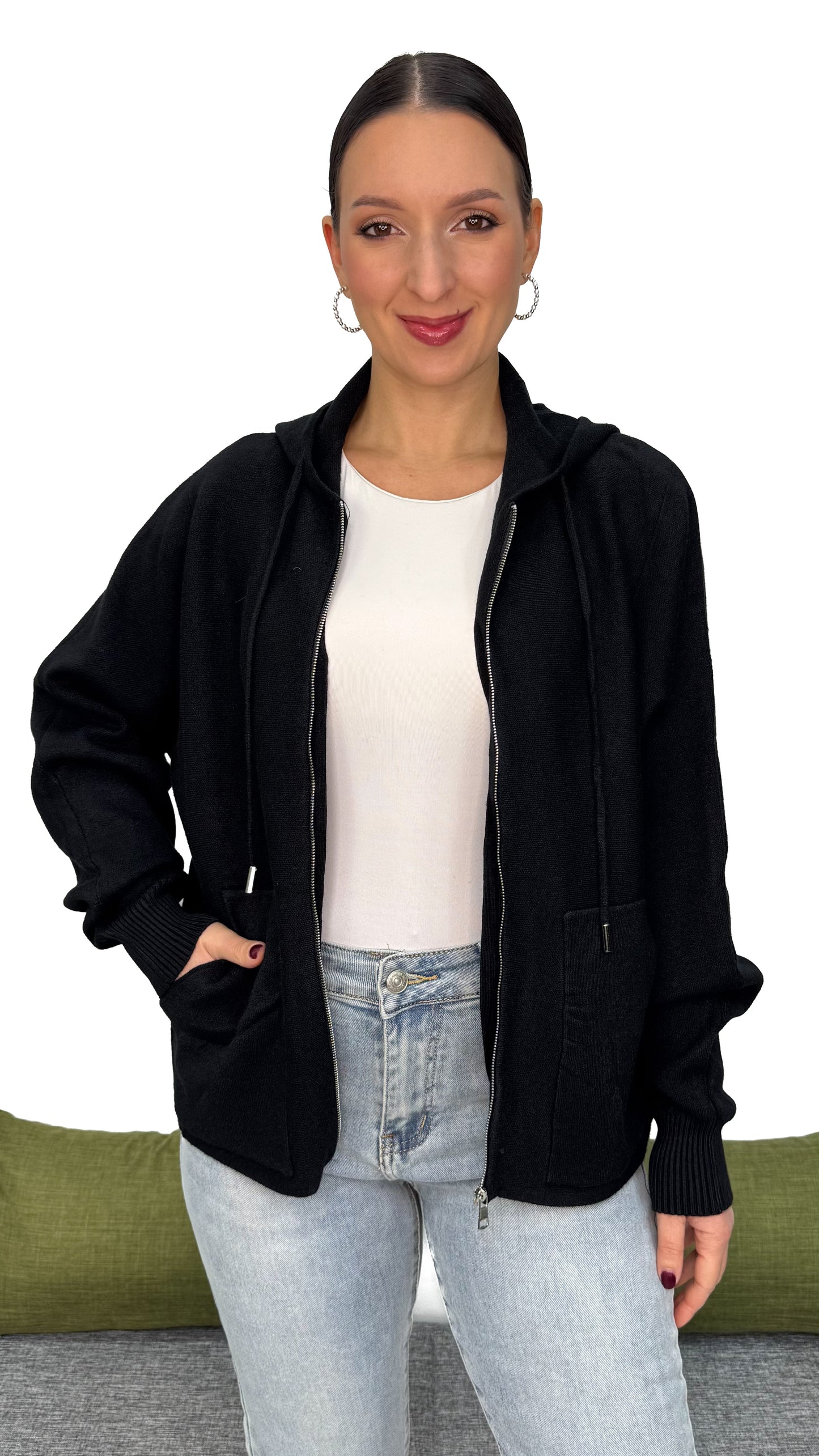 CARDIGAN CON ZIP IN MAGLIA