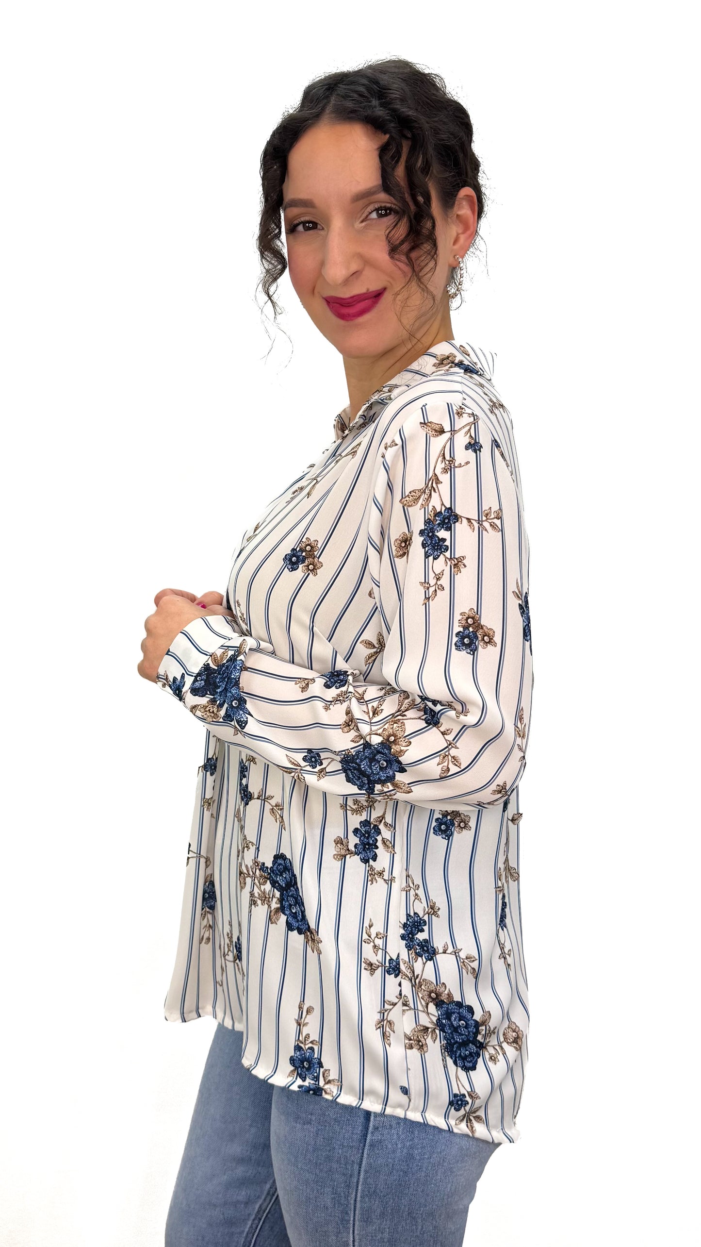 BLUSA RIGHE E FIORI