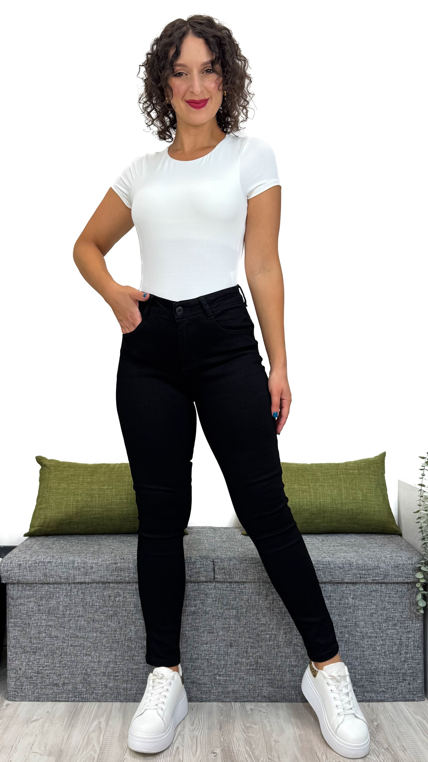 JEANS SKINNY NERO EFFETTO -5KG