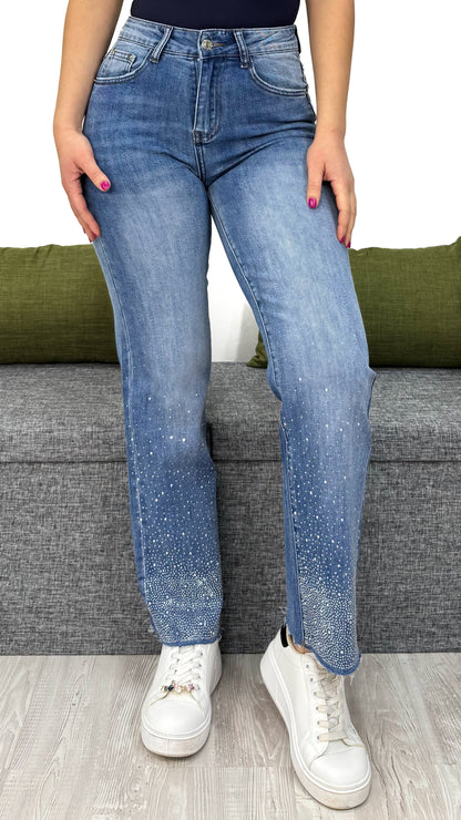 JEANS GLITTER GAMBA DRITTA