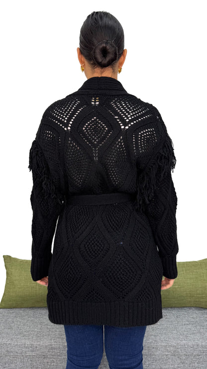 CARDIGAN ROMBI E FRANGE