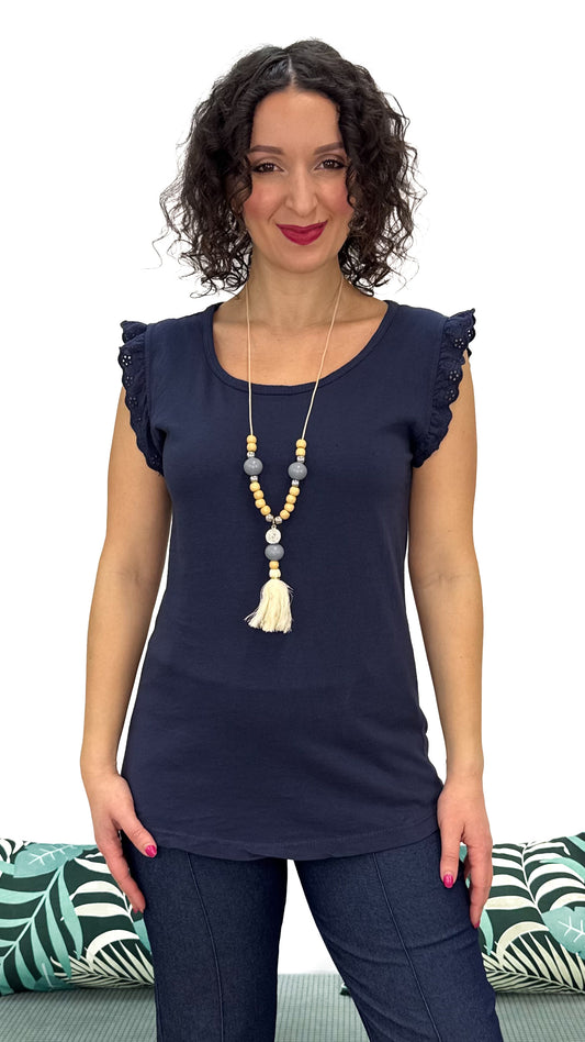 T-SHIRT CON MANICA PIZZO SANGALLO