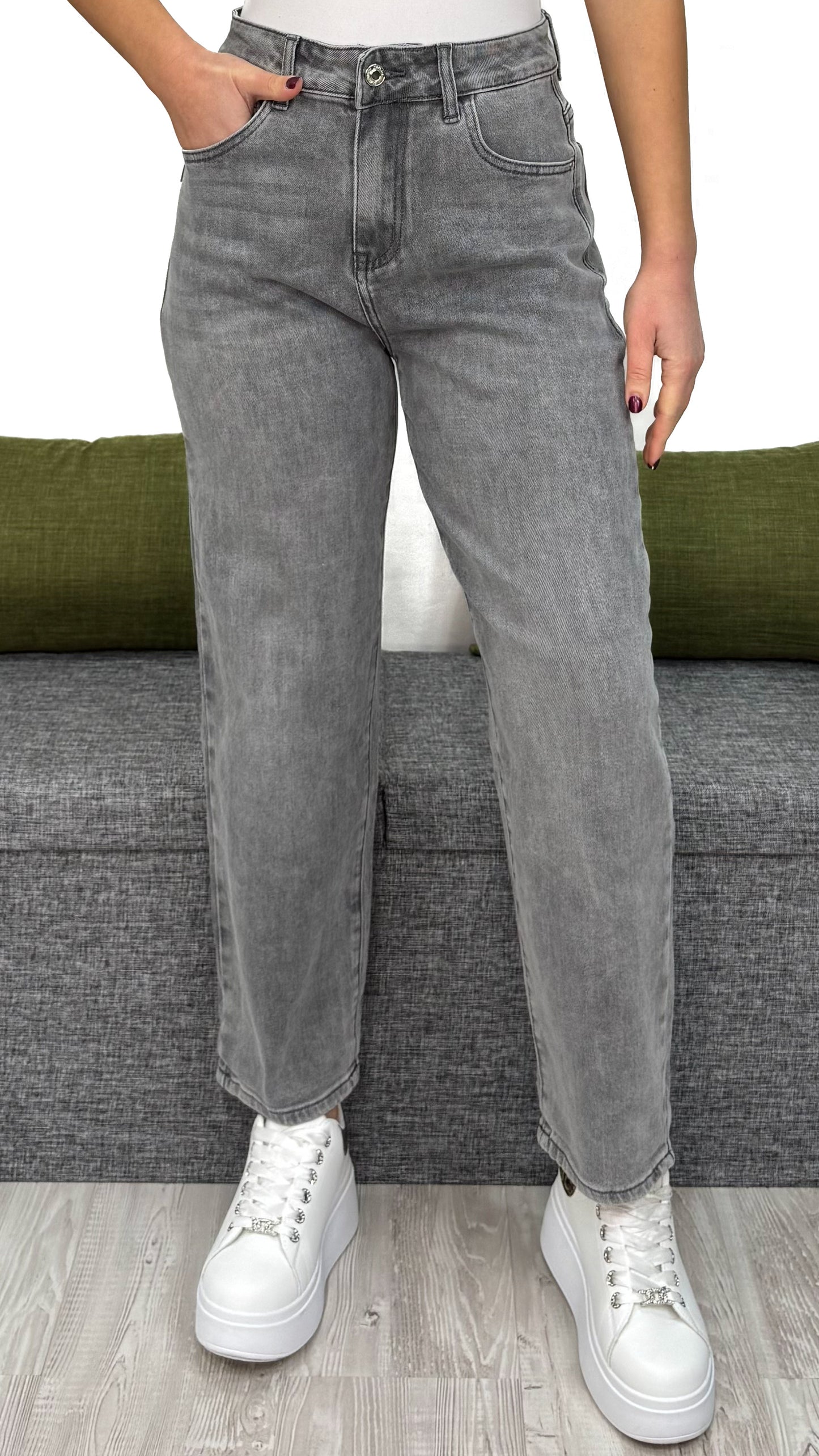 JEANS 2026 GREY MOM-FIT
