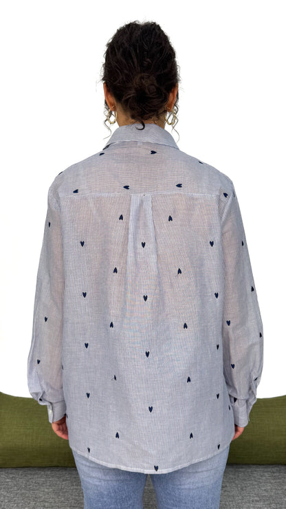 CAMICIA CUORI SULLE RIGHE