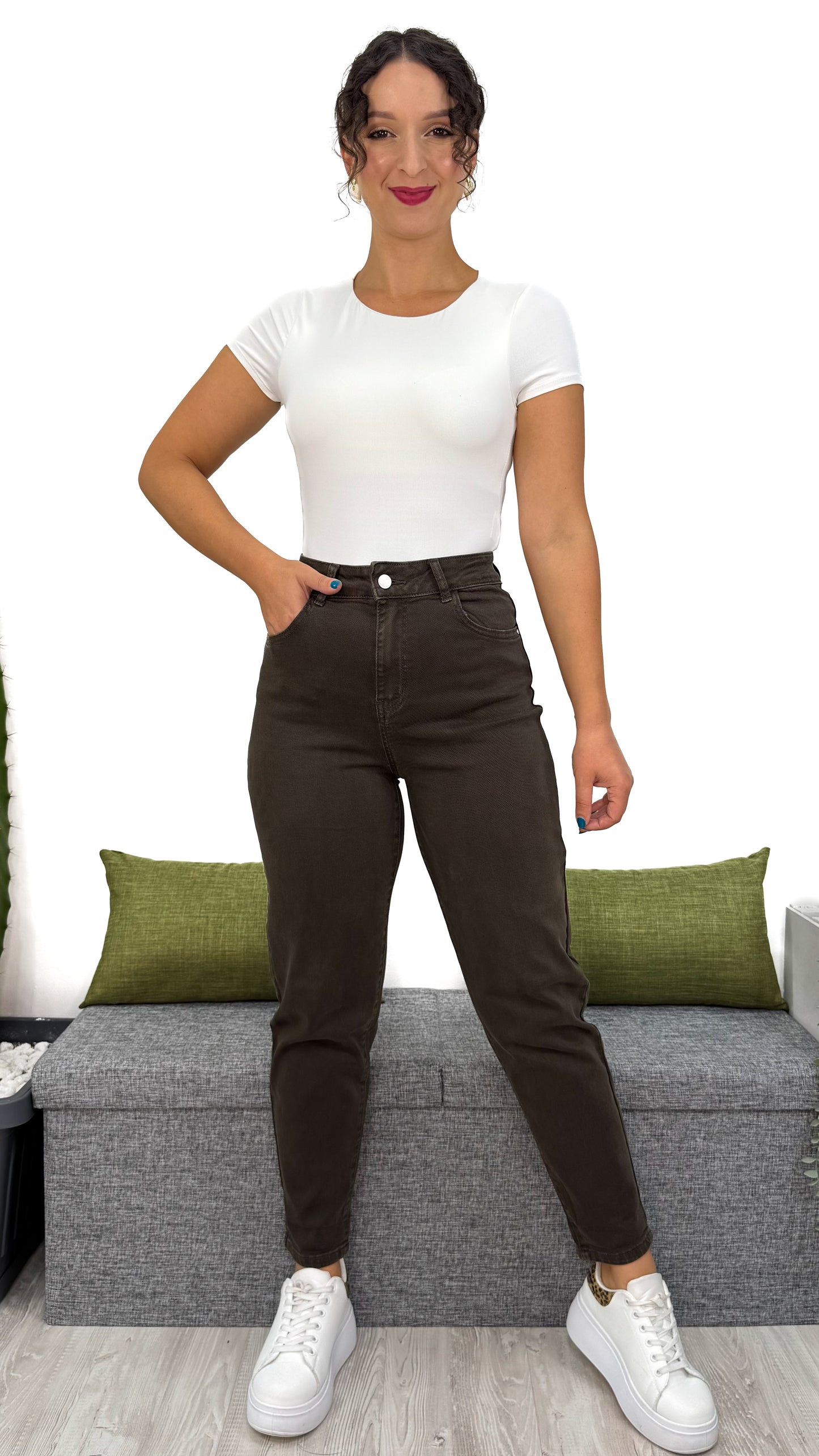 JEANS MOM-FIT CIOCCOLATO
