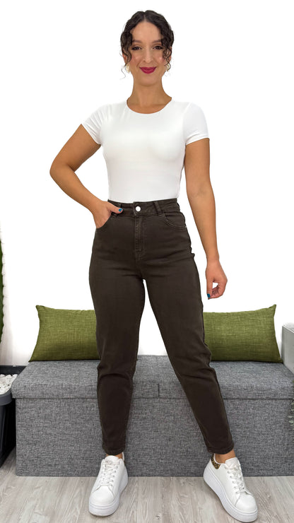 JEANS MOM-FIT CIOCCOLATO