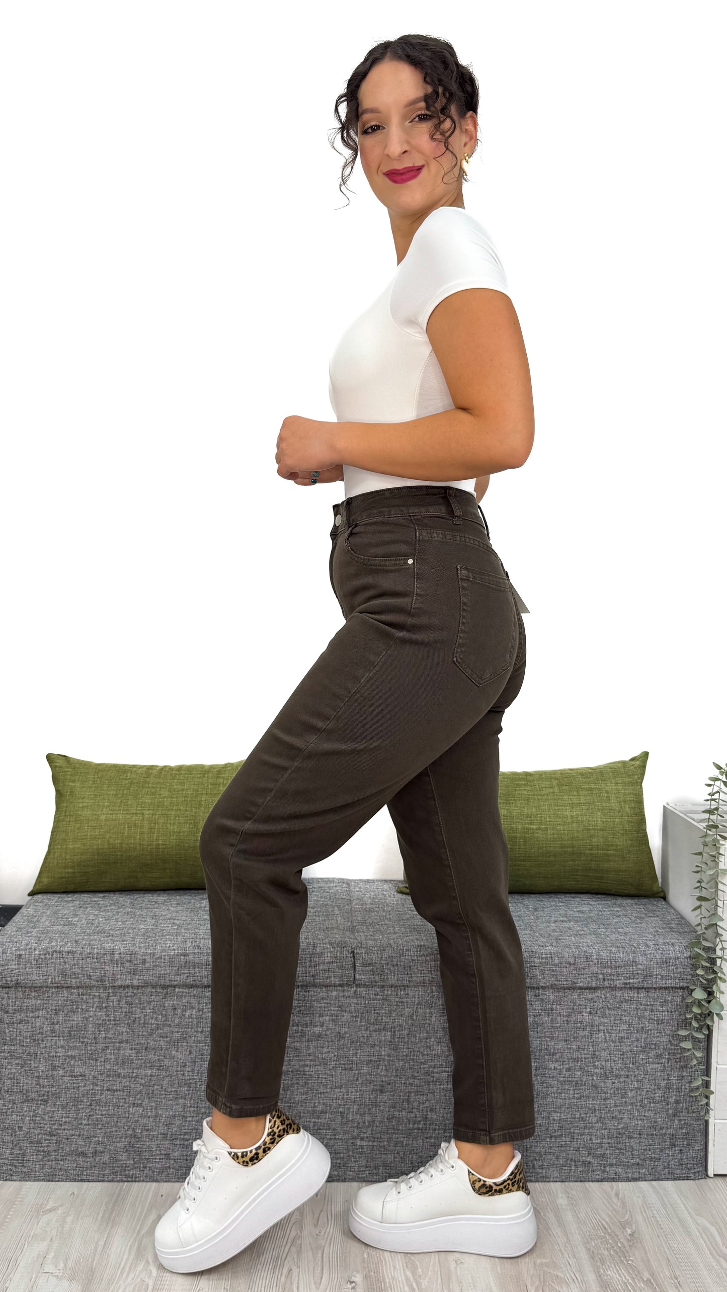 JEANS MOM-FIT CIOCCOLATO